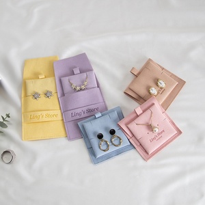 Custom Logo Microfiber Suede Gift Jewelry Insert <strong>Pad</strong> Necklace Packaging Bag Pouch Envelope Pouch With Button Pochette Bijoux - Product Image 5