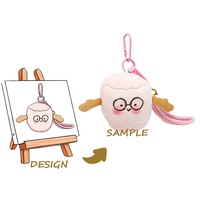 Porte-clés personnalisé en peluche avec porte-monnaie, motif brodé, en peluche super douce et nylon confortable