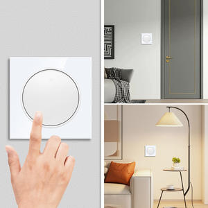 Bingoelec, venta al por mayor, vidrio templado, UE/Reino Unido, 1gang2way, interruptor redondo de <span class=keywords><strong>luz</strong></span> LED basculante, interruptor de botón mecánico de pared de <span class=keywords><strong>escalera</strong></span> - Product Image 3