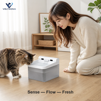 Distributeur d'eau intelligent à induction pour animaux de compagnie, fontaine à boire pour chat et chien activée par capteur avec pompe filtrante, abricot et blanc gris