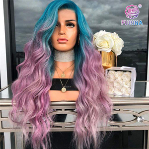 Ombre ondulata lunga sintetica resistente al calore <span class=keywords><strong>parrucchino</strong></span> frontal del merletto di cosplay parrucche <span class=keywords><strong>per</strong></span> le donne nere - Product Image 2