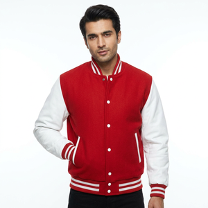 Vestes universitaires d'hiver pour hommes OEM, vierges, en laine, avec manches en cuir véritable, style chenille, personnalisables, pour baseball - Product Image 1