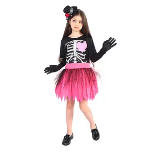 Großhandel Halloween Farbe Hexen kostüme mit Hut gruselige Spinne Hexen kostüm für Kinder klassische Hexen kleid Mädchen