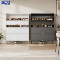 Armoire de cuisine en acier de style industriel avec étagère réglable, design spacieux et organisé