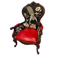 Fauteuil individuel en chêne style campagne française, avec accoudoirs, motif tigre et imprimé paon, rétro, pour hôtel, balcon, décontracté, avec repose-pieds