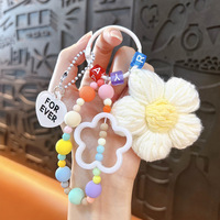 Porte-clés pendentif en crochet fait main, motif fleur en peluche aux couleurs vives, jouet décoratif KIVA Party, rembourré en coton PP