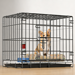 <span class=keywords><strong>Cage</strong></span> pour animaux de compagnie en fer épaissi audacieux avec plateau en plastique fermeture à bouton boîte de toilette séparée <span class=keywords><strong>pliable</strong></span> pour petits moyens grands chiens chats - Product Image 1