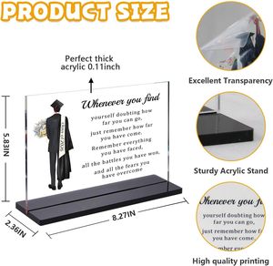 Cadeaux de Remise de Diplôme Inspirants 2026 pour Hommes et Garçons - Décoration de Bureau en Acrylique Transparent Rectangulaire pour Étudiants Universitaires, Collégiens et Lycéens - Product Image 6