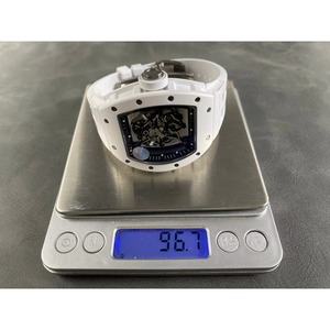 Reloj de pulsera de caucho con esfera de esqueleto de alta calidad, correa de caucho blanca, movimiento y caja de cerámica. - Product Image 5