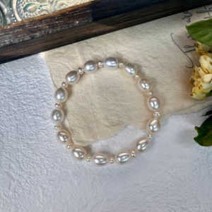WENCHI Women's Elegant French Freshwater Pearl <b>Bracelet</b> & Bangle with Natural <b>Elastic</b> Rope 30g - Product Image 3