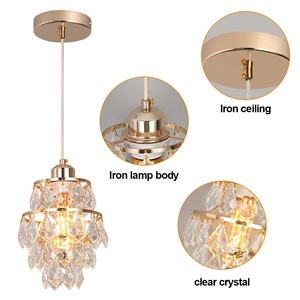 Lampe suspendue en cristal K9, luminaire décoratif moderne en cristal doré pour îlot de cuisine, salle à manger, salon - Product Image 4