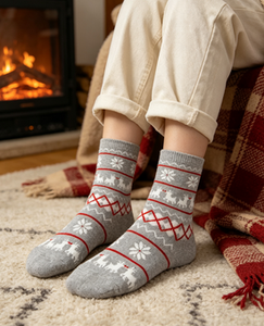 Calcetines <span class=keywords><strong>de</strong></span> Algodón Grueso con Diseño Navideño para Niños, Calcetines Térmicos Cálidos para Uso Diario - Product Image 1