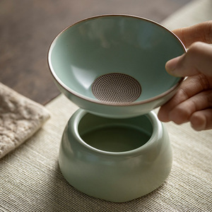 Tianqing Ru Kiln <b>Tea</b> Strainer Porcelain Round Kung Fu <b>Tea</b> <b>Set</b> Accessory Without Lid Afternoon <b>Tea</b> Use - Product Image 4