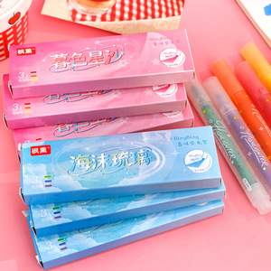 Marcadores brillantes Zhixin, juego de 3 colores en caja, para estudiantes y niños, herramientas de escritura que protegen la vista. - Product Image 1
