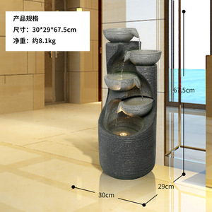 Fontaine à eau moderne en résine avec lumière, ornement décoratif intérieur/extérieur pour bureau, maison, cour JRL002 - Product Image 4