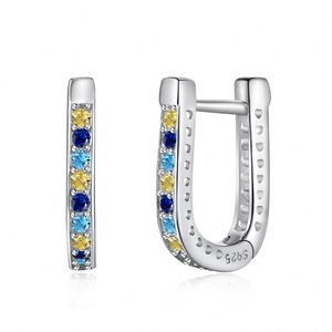 Dylam Dainty 925 Sterling <b>Silver</b> Rhodium Plated Hypoallergenic Fine Jewelry Dress up Colorful 5A Cubic Zirconia <b>Hoop</b> Earrings - Product Image 1