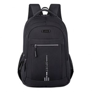 Mochila unisex de nailon de color sólido para portátil con logotipo personalizado universal para negocios, universidad, viajes y c - Product Image 2