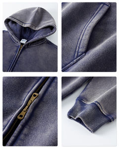 Custom High Quality Heavyweight Hoodie Oversized Zipper Hoodies Vintage Acid Wash Blank Full <b>Zip</b> up Hoodie - Product Image 5
