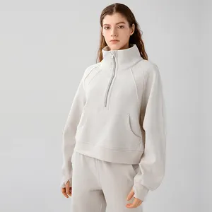 가을 겨울 새로운 패션 지퍼 긴팔 스포츠 재킷 속건 슬리밍 요가웨어 여성용 러닝 피트니스 스포츠 탑