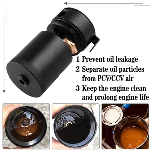 Reservoir Oil Catch Can - Baffle Internal, Kotak Breather 2-Port untuk Turbo Bensin/Diesel, Tangki Pemisah Oli Universal dengan Konektor - Product Image 4