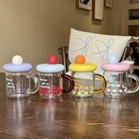 Taza de Vidrio con Diseño de Dibujos Animados, Linda y Hermosa, de Alto Valor Estético, Ecológica, Resistente al Calor, Taza de Agua para el Hogar, Estilo Inglés Creativo