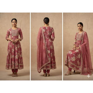 ชุดชาราร่า 3 ชิ้น ผ้าเรยอนงานฝีมือสไตล์อินเดียและปากีสถาน สำหรับงานปาร์ตี้ผู้หญิง LDP ผลิตจากวัสดุรีไซเคิล ใส่ได้ทุกฤดู - Product Image 4