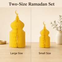 Lanterne en papier nid d'abeille Ramadan, croissant de lune et étoile, pour la décoration suspendue de table de fête islamique à la maison