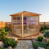 Cabine de sauna extérieure en cèdre canadien, sauna vapeur d'extérieur, sauna vapeur d'angle en bois pour la maison avec poêle à sauna