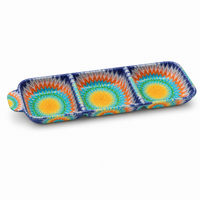 Dernière collection de vaisselle en mélamine tendance, finition mate, plat à trempette à 3 compartiments