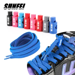 Sunfei 7mm लोचदार वसंत shoelaces कोई टाई कस्टम प्रिंट लोगो जूते का फीता ताला tieless लोचदार जूता लेस बिना बांधने