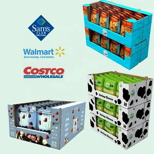 Holidaypac Stackable Cardboard Boxes For Packaging Food Snacks Chips Packaging Display Box Corrugated Paper Display Tray