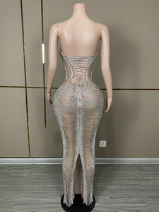 Vestido de Coquetel de Luxo para Festa de Aniversário, Elegante e Moderno, com Miçangas e Franjas, Vestido Discreto para Aniversário - Product Image 5