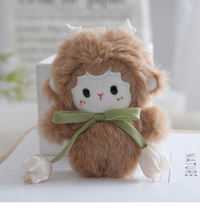 Llavero de Peluche de Oveja Tulipán, Juguete de Peluche Suave de Cordero, Llavero de Peluche de Oveja con Colgante de Flor de Tulipán - Product Image 5