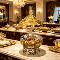 FLEY Réchaud de buffet de luxe en acier inoxydable doré de haute qualité, capacité 8L, pour restaurants et événements en plein air