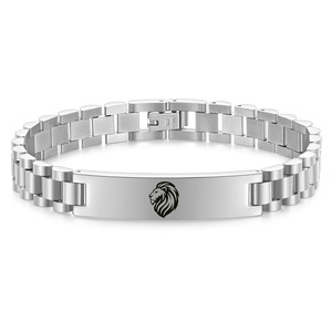 Pulsera de Acero Inoxidable con Cabeza de León de 10 mm, Joyería Unisex Curvada, Regalo en Color Plata y Oro - Product Image 3