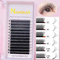 Extensions de cils Neelash coréennes en PBT, forme coupelle, longueurs 7-18mm, fibres technologiques, cruelty-free, style naturel, faites à la main, 3D 4D 5D