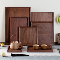 Japanse klassieke design rechthoekige dienblad van massief zwart walnoot voor huishoudelijk fruit, thee of eten.