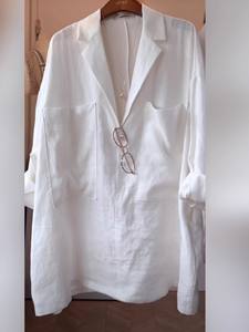 Maglia da <span class=keywords><strong>donna</strong></span> con maniche a tre quarti in <span class=keywords><strong>lino</strong></span> nuova maglia artistica Versatile per la primavera e l'autunno XL colletto rialzato - Product Image 5