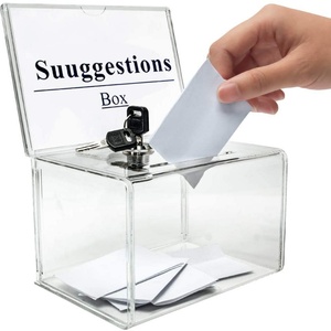 Custom Clear Acrylic Donation Ballot <b>Box</b> <b>Secure</b> Suggestion <b>Box</b> with Lock Customized Logo Silk-Screen Printed Custom Thickness - Product Image 2