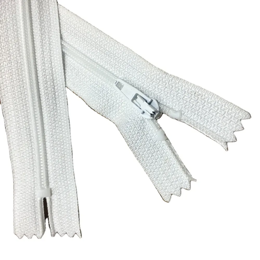 Fabricante de preço baixo produz 3 # nylon extremidade estreita auto bloqueio deslizador de fita de pano branco zíper