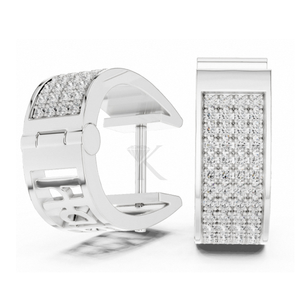 ต่างหูห่วงแบบ Huggie ประดับเพชรธรรมชาติทรงกว้างหลายแถว ดีไซน์หรูหรา ตัวเรือนเงิน พร้อมตัวล็อกแบบเกลียวที่แน่นหนา สวยงาม เรียบง่าย หรูหรา - Product Image 3