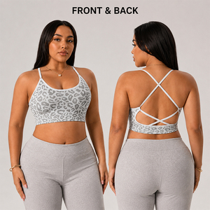 Women's Sports Bra Leopard Print <b>Cross</b> Back Shock Absorbing Breathable Quick Dry Stretchy Yoga Pilates Fitness Crop <b>Top</b> - Product Image 4