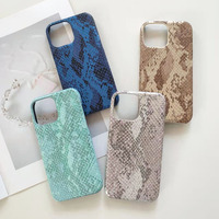 Casing ponsel gaya mewah, casing ponsel kulit PU tahan guncangan desain kulit ular untuk iPhone 11 12 13 14 Pro Max