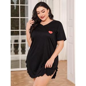<span class=keywords><strong>Chemise</strong></span> <span class=keywords><strong>de</strong></span> <span class=keywords><strong>nuit</strong></span> ample et décontractée en mélange <span class=keywords><strong>de</strong></span> rayonne pour femmes rondes, idéale pour la maison, printemps-été - Product Image 2