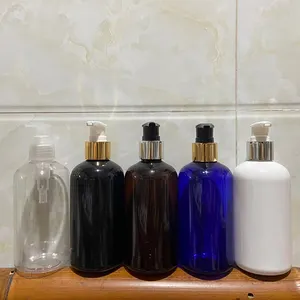 Hengjian 250ml amber mavi beyaz siyah yağ şekli plastik PET şişe için losyon pompası ile saç kremi ve şampuan