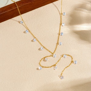 Gold Plated Stainless Steel Tassel Chain Teardrop Necklace Daily Wear Fashion Jewelry - Product Image 2