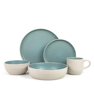 <span class=keywords><strong>2</strong></span> tone 16 cái đồ đá Bộ đồ ăn đặt tùy chỉnh sang trọng Vòng Gốm đặt bữa ăn tối cho nhà hàng - Product Image 1