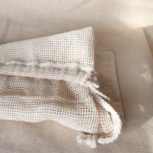 Sac à savon en coton naturel écologique, sac en filet, pochette en maille, sacs à savon recyclables en coton, sac à cordon en maille pour le bain et la douche - Product Image 5