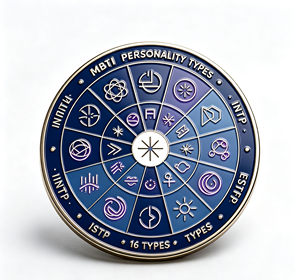 Plaque décorative ronde en métal avec symboles des types de personnalité MBTI, plaque de présentation en résine bleue pour la décoration intérieure - Product Image 4