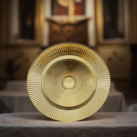Vente en gros 13 plaques de présentation jetables de luxe en PP conception moderne ronde de rayonnement d'or pour la décoration de mariage et de restaurant